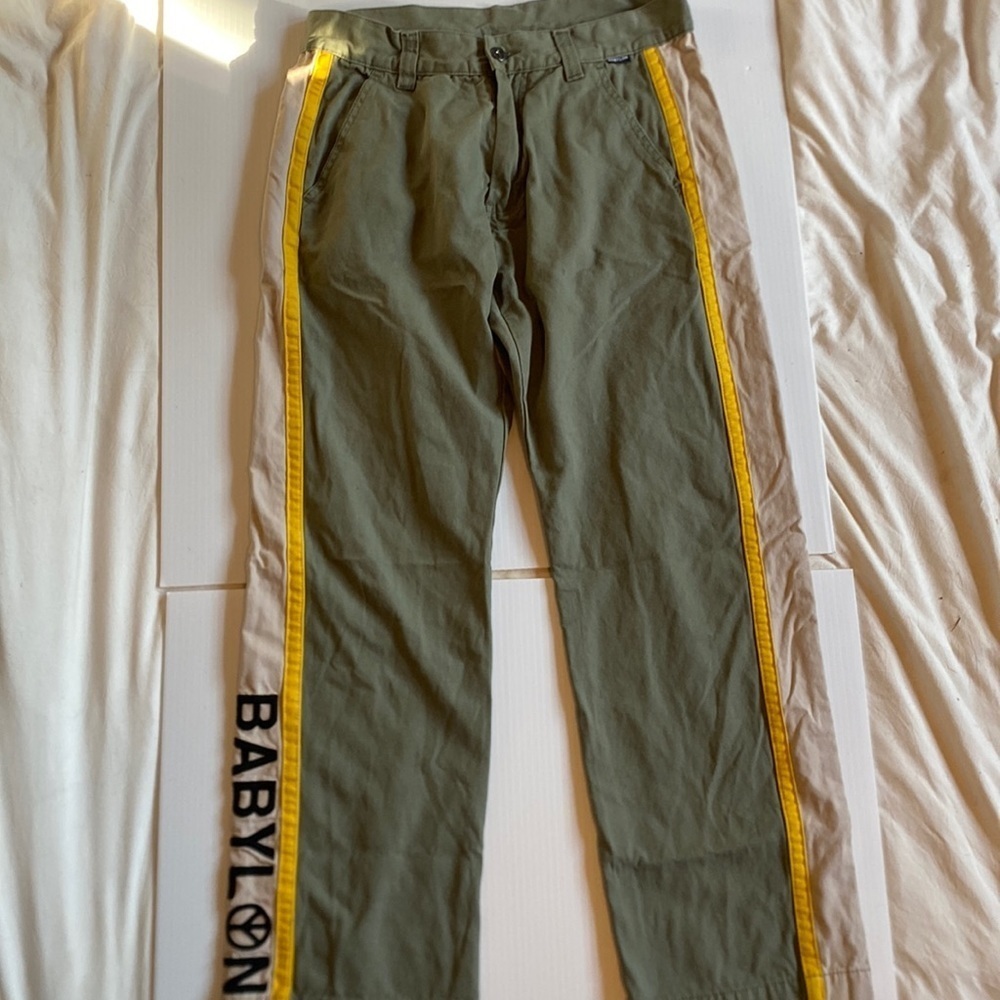 Babylon Mens Grey and Yellow Chino Style Pants 32 A14
